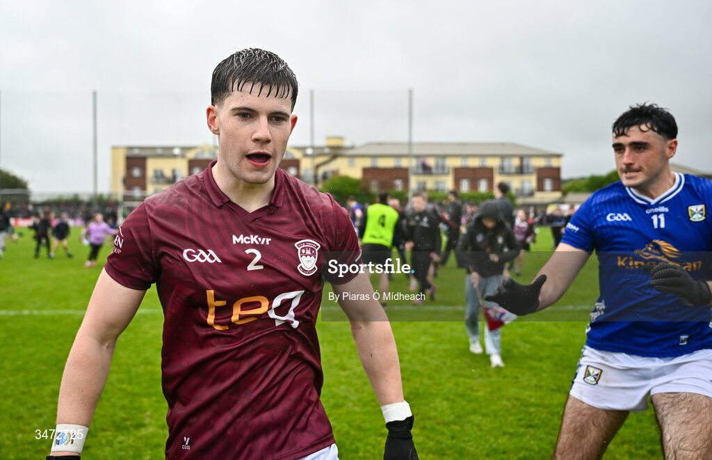 30 May 2026; Daniel Scahill of Westmeath is approached by Ryan Donohoe of Cavan, after the match and before a tussle involving both sides, at the GAA Football All-Ireland Senior Championship Round 1 match between Westmeath and Cavan at TEG Cusack Park in Mullingar, Westmeath. Photo by Piaras Ó Mídheach/Sportsfile