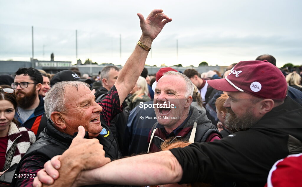 30 May 2026; Westmeath supporters celebrate after the GAA Football All-Ireland Senior Championship Round 1 match between Westmeath and Cavan at TEG Cusack Park in Mullingar, Westmeath. Photo by Piaras Ó Mídheach/Sportsfile