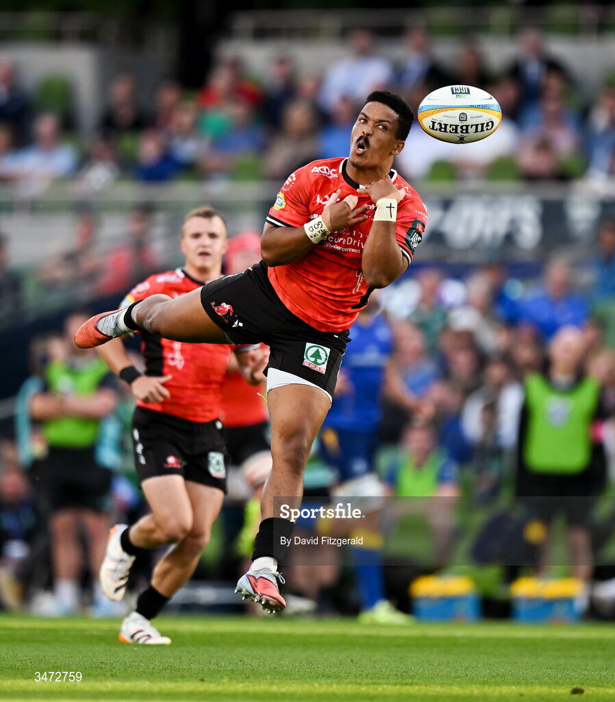 30 May 2026; Angelo Davids of Lions during the United Rugby Championship quarter-final match between Leinster and Lions at the Aviva Stadium in Dublin. Photo by David Fitzgerald/Sportsfile