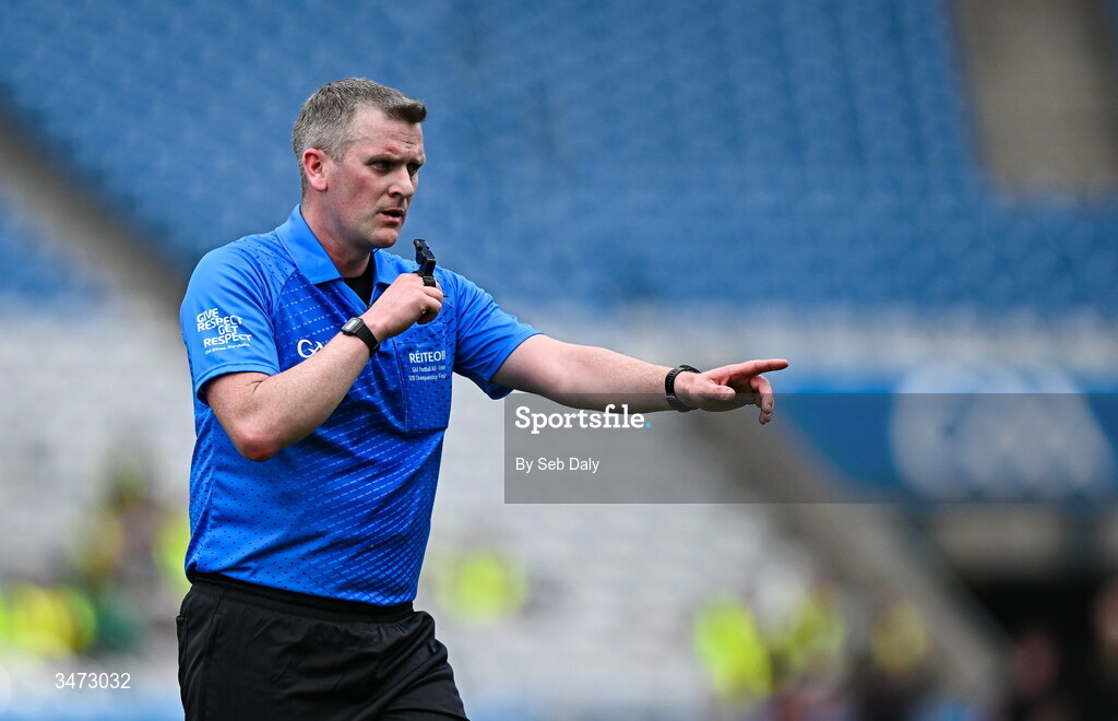 30 May 2026; Referee Thomas Murphy during the Dalata Hotels Group GAA Football All-Ireland U20 Championship final match between Kerry and Tyrone at Croke Park in Dublin. Photo by Seb Daly/Sportsfile
