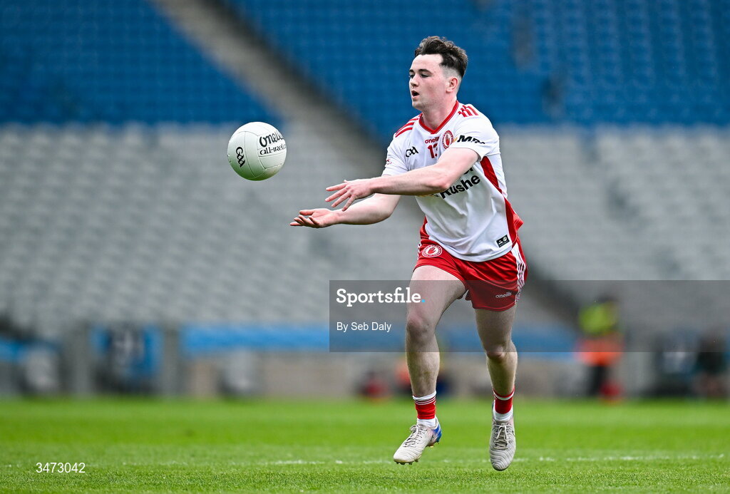 30 May 2026; Adrian McGurren of Tyrone during the Dalata Hotels Group GAA Football All-Ireland U20 Championship final match between Kerry and Tyrone at Croke Park in Dublin. Photo by Seb Daly/Sportsfile