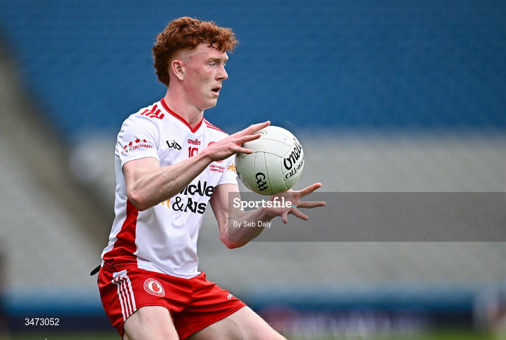 30 May 2026; Conall Sheehy of Tyrone during the Dalata Hotels Group GAA Football All-Ireland U20 Championship final match between Kerry and Tyrone at Croke Park in Dublin. Photo by Seb Daly/Sportsfile