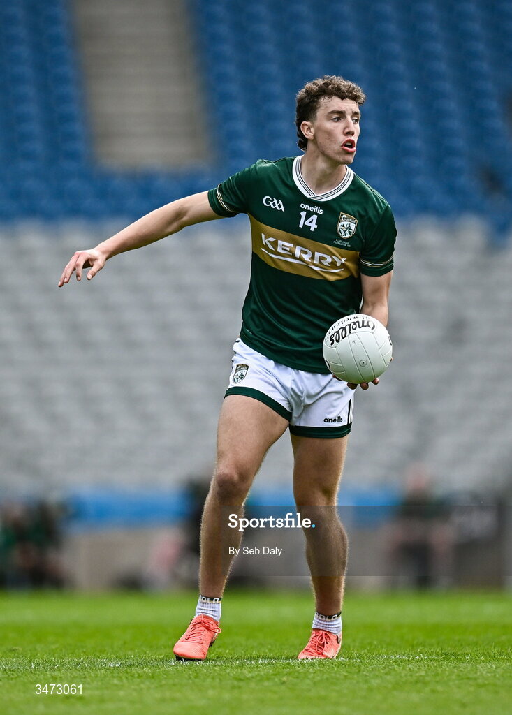 30 May 2026; Tomás Kennedy of Kerry during the Dalata Hotels Group GAA Football All-Ireland U20 Championship final match between Kerry and Tyrone at Croke Park in Dublin. Photo by Seb Daly/Sportsfile
