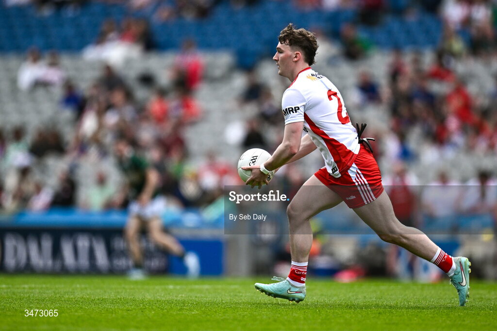 30 May 2026; Seán Broderick of Tyrone during the Dalata Hotels Group GAA Football All-Ireland U20 Championship final match between Kerry and Tyrone at Croke Park in Dublin. Photo by Seb Daly/Sportsfile