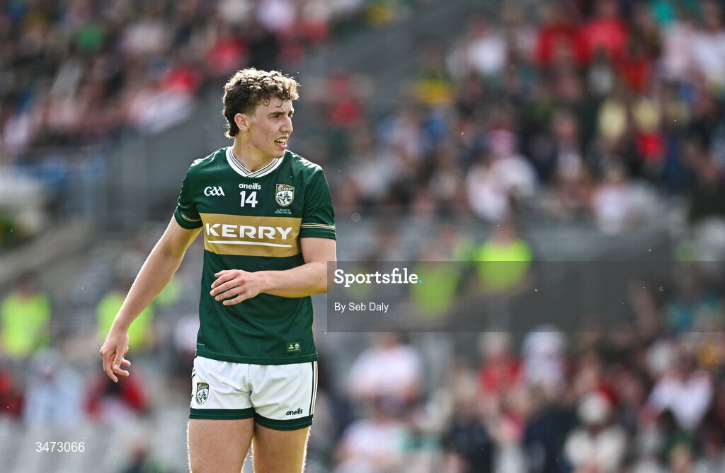 30 May 2026; Tomás Kennedy of Kerry during the Dalata Hotels Group GAA Football All-Ireland U20 Championship final match between Kerry and Tyrone at Croke Park in Dublin. Photo by Seb Daly/Sportsfile
