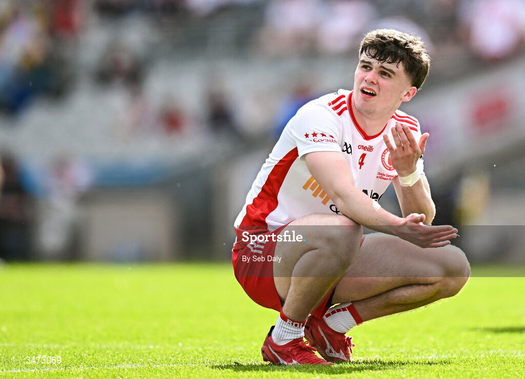 30 May 2026; Michael McNamee of Tyrone during the Dalata Hotels Group GAA Football All-Ireland U20 Championship final match between Kerry and Tyrone at Croke Park in Dublin. Photo by Seb Daly/Sportsfile