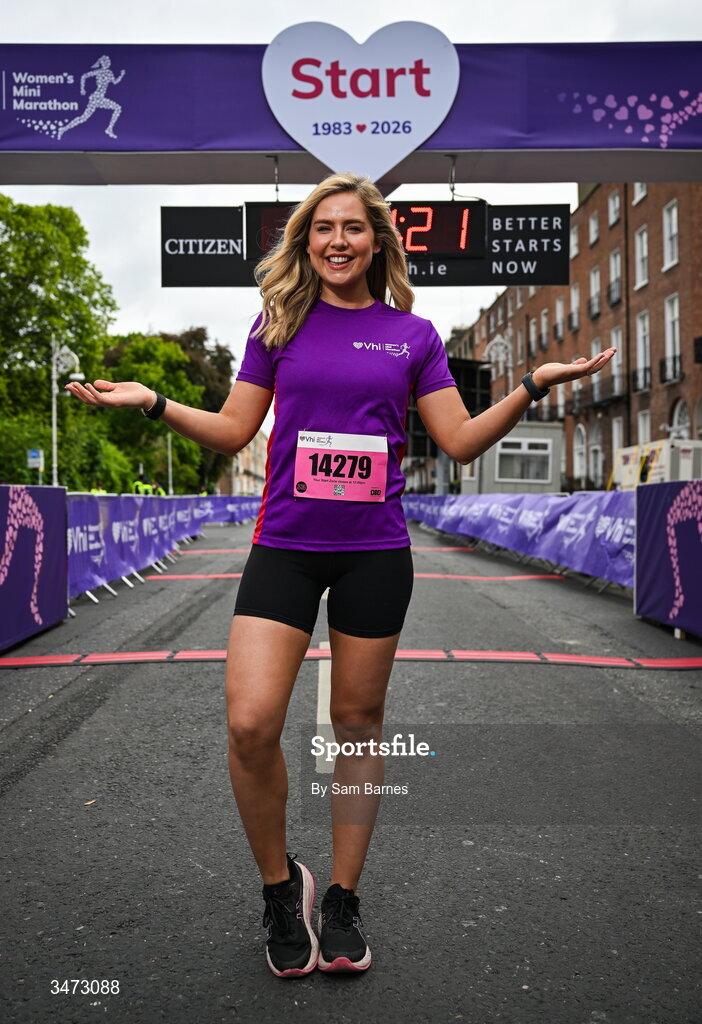 31 May 2026; Vhi ambassador Aimee Connolly at the 2026 Vhi Women’s Mini Marathon. Almost 30,000 women from all over the country took to the streets of Dublin to run, walk and jog the 10km route, raising much needed funds for hundreds of charities around the country. www.vhiwomensminimarathon.ie. Photo by Sam Barnes/Sportsfile