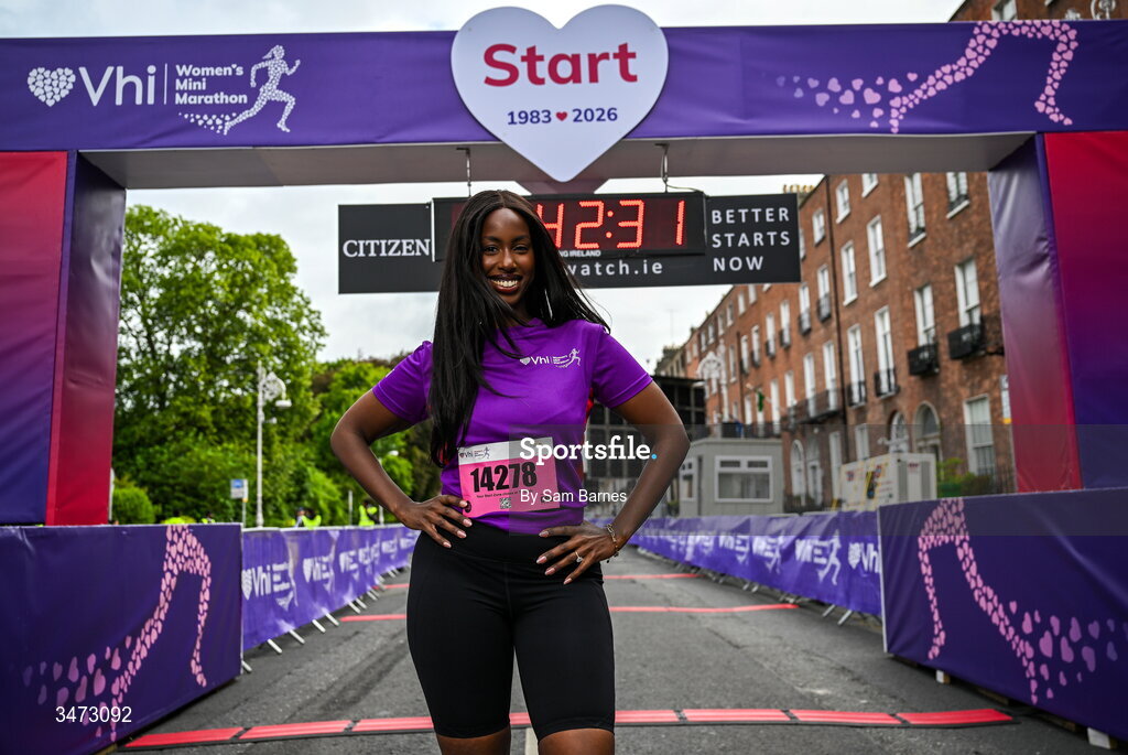 31 May 2026; Vhi ambassador Katja Mia at the 2026 Vhi Women’s Mini Marathon. Almost 30,000 women from all over the country took to the streets of Dublin to run, walk and jog the 10km route, raising much needed funds for hundreds of charities around the country. www.vhiwomensminimarathon.ie. Photo by Sam Barnes/Sportsfile