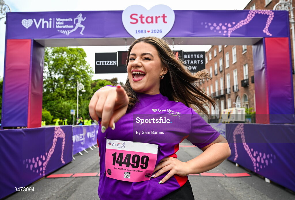 31 May 2026; Vhi ambassador Clóda Scanlon at the 2026 Vhi Women’s Mini Marathon. Almost 30,000 women from all over the country took to the streets of Dublin to run, walk and jog the 10km route, raising much needed funds for hundreds of charities around the country. www.vhiwomensminimarathon.ie. Photo by Sam Barnes/Sportsfile