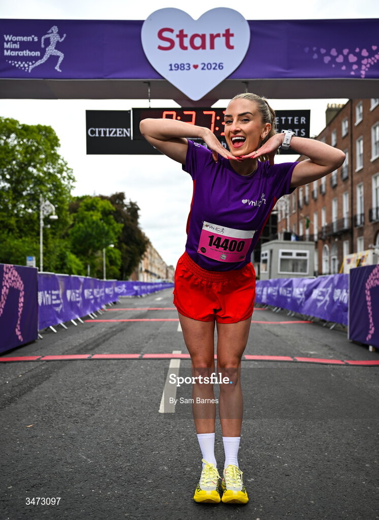 31 May 2026; Vhi ambassador Nathalie Lennon at the 2026 Vhi Women’s Mini Marathon. Almost 30,000 women from all over the country took to the streets of Dublin to run, walk and jog the 10km route, raising much needed funds for hundreds of charities around the country. www.vhiwomensminimarathon.ie. Photo by Sam Barnes/Sportsfile