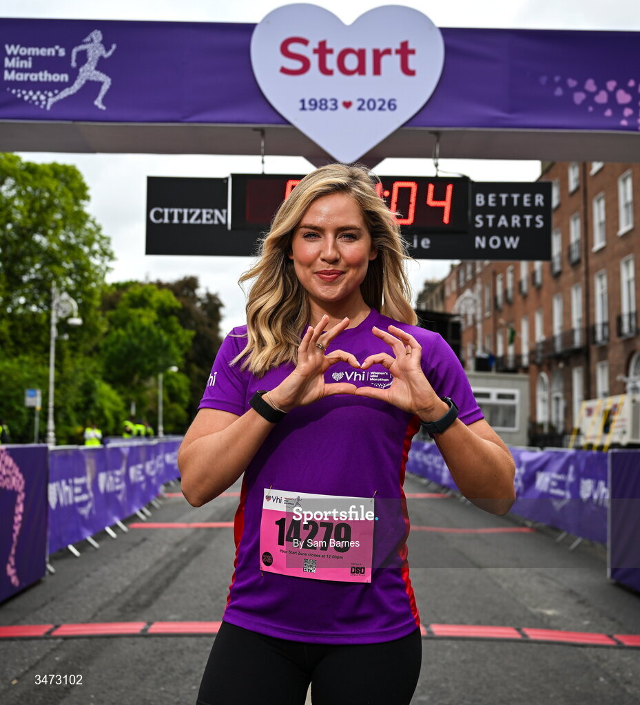 31 May 2026; Vhi ambassador Aimee Connolly at the 2026 Vhi Women’s Mini Marathon. Almost 30,000 women from all over the country took to the streets of Dublin to run, walk and jog the 10km route, raising much needed funds for hundreds of charities around the country. www.vhiwomensminimarathon.ie. Photo by Sam Barnes/Sportsfile