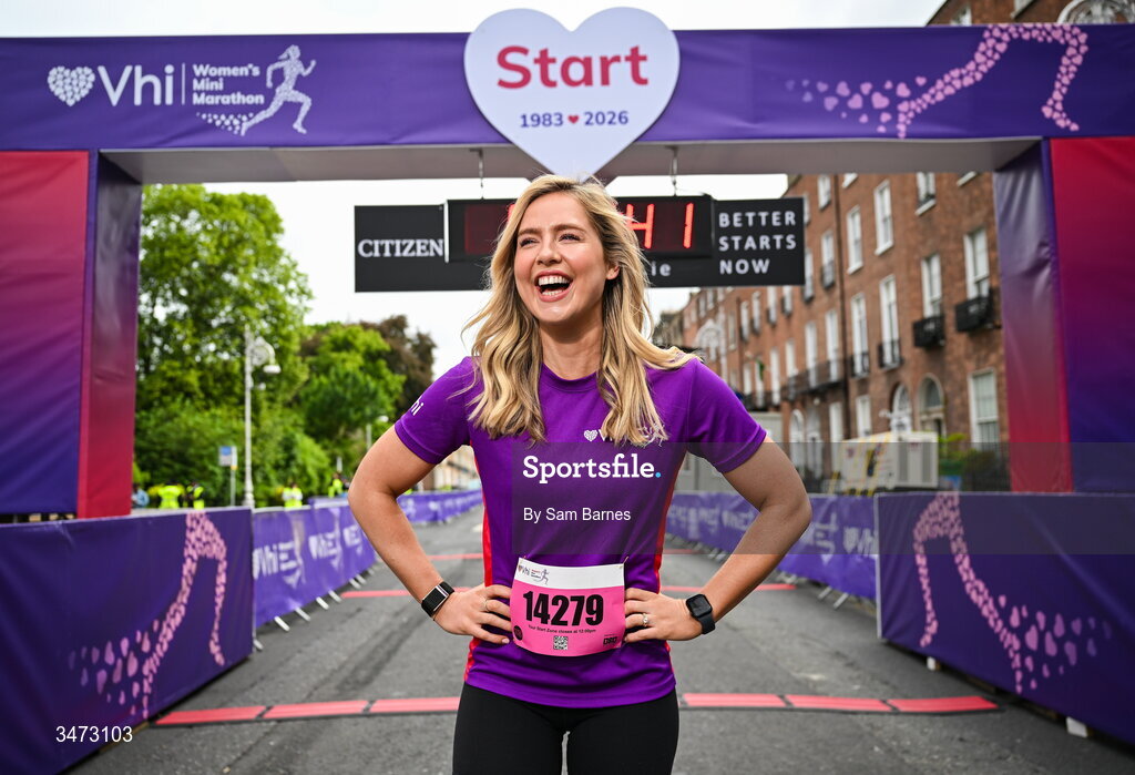 31 May 2026; Vhi ambassador Aimee Connolly at the 2026 Vhi Women’s Mini Marathon. Almost 30,000 women from all over the country took to the streets of Dublin to run, walk and jog the 10km route, raising much needed funds for hundreds of charities around the country. www.vhiwomensminimarathon.ie. Photo by Sam Barnes/Sportsfile