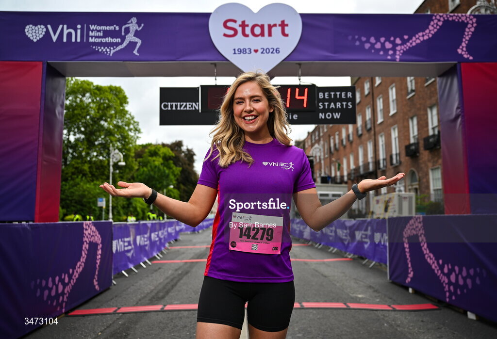 31 May 2026; Vhi ambassador Aimee Connolly at the 2026 Vhi Women’s Mini Marathon. Almost 30,000 women from all over the country took to the streets of Dublin to run, walk and jog the 10km route, raising much needed funds for hundreds of charities around the country. www.vhiwomensminimarathon.ie. Photo by Sam Barnes/Sportsfile