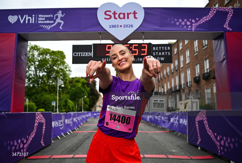 31 May 2026; Vhi ambassador Nathalie Lennon at the 2026 Vhi Women’s Mini Marathon. Almost 30,000 women from all over the country took to the streets of Dublin to run, walk and jog the 10km route, raising much needed funds for hundreds of charities around the country. www.vhiwomensminimarathon.ie. Photo by Sam Barnes/Sportsfile