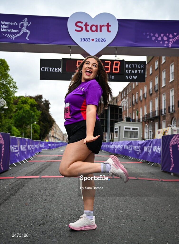 31 May 2026; Vhi ambassador Clóda Scanlon at the 2026 Vhi Women’s Mini Marathon. Almost 30,000 women from all over the country took to the streets of Dublin to run, walk and jog the 10km route, raising much needed funds for hundreds of charities around the country. www.vhiwomensminimarathon.ie. Photo by Sam Barnes/Sportsfile