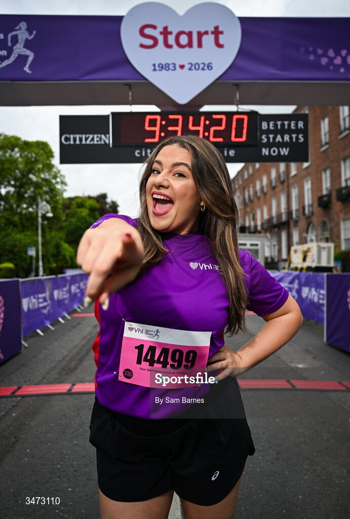 31 May 2026; Vhi ambassador Clóda Scanlon at the 2026 Vhi Women’s Mini Marathon. Almost 30,000 women from all over the country took to the streets of Dublin to run, walk and jog the 10km route, raising much needed funds for hundreds of charities around the country. www.vhiwomensminimarathon.ie. Photo by Sam Barnes/Sportsfile
