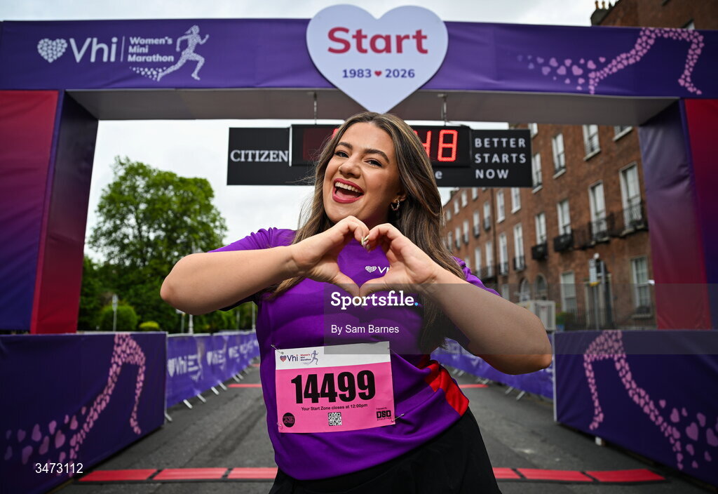 31 May 2026; Vhi ambassador Clóda Scanlon at the 2026 Vhi Women’s Mini Marathon. Almost 30,000 women from all over the country took to the streets of Dublin to run, walk and jog the 10km route, raising much needed funds for hundreds of charities around the country. www.vhiwomensminimarathon.ie. Photo by Sam Barnes/Sportsfile