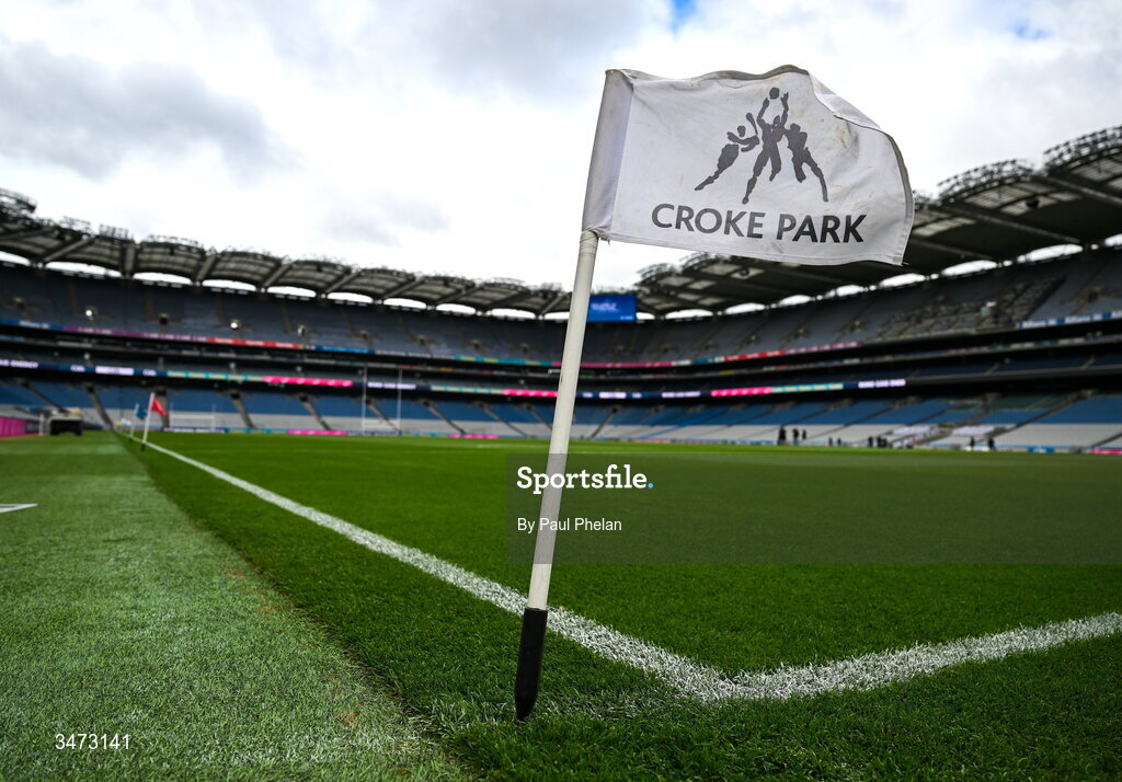 31 May 2026; A general view of the Croke Park corner flag before the GAA Football All-Ireland Senior Championship Round 1 match between Dublin and Louth at Croke Park in Dublin. Photo by Paul Phelan/Sportsfile