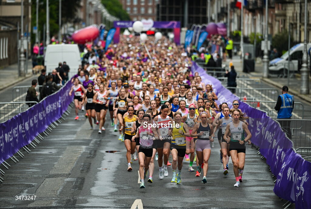 31 May 2026; Participants during the 2026 Vhi Women’s Mini Marathon. Almost 30,000 women from all over the country took to the streets of Dublin to run, walk and jog the 10km route, raising much needed funds for hundreds of charities around the country. www.vhiwomensminimarathon.ie. Photo by Sam Barnes/Sportsfile