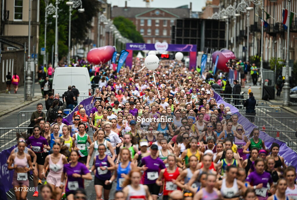31 May 2026; Participants during the 2026 Vhi Women’s Mini Marathon. Almost 30,000 women from all over the country took to the streets of Dublin to run, walk and jog the 10km route, raising much needed funds for hundreds of charities around the country. www.vhiwomensminimarathon.ie. Photo by Sam Barnes/Sportsfile