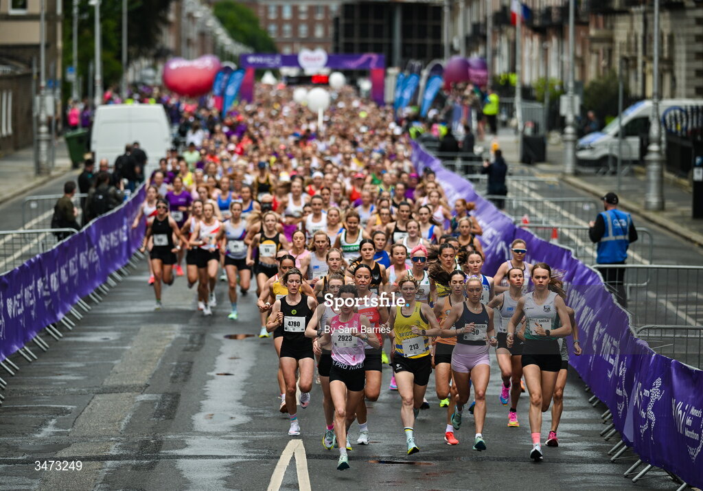 31 May 2026; Participants during the 2026 Vhi Women’s Mini Marathon. Almost 30,000 women from all over the country took to the streets of Dublin to run, walk and jog the 10km route, raising much needed funds for hundreds of charities around the country. www.vhiwomensminimarathon.ie. Photo by Sam Barnes/Sportsfile