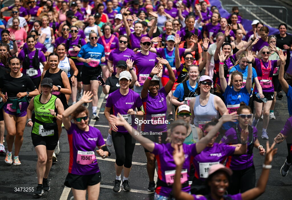 31 May 2026; Participants during the 2026 Vhi Women’s Mini Marathon. Almost 30,000 women from all over the country took to the streets of Dublin to run, walk and jog the 10km route, raising much needed funds for hundreds of charities around the country. www.vhiwomensminimarathon.ie. Photo by Sam Barnes/Sportsfile