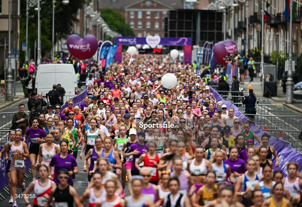 31 May 2026; Participants during the 2026 Vhi Women’s Mini Marathon. Almost 30,000 women from all over the country took to the streets of Dublin to run, walk and jog the 10km route, raising much needed funds for hundreds of charities around the country. www.vhiwomensminimarathon.ie. Photo by Sam Barnes/Sportsfile