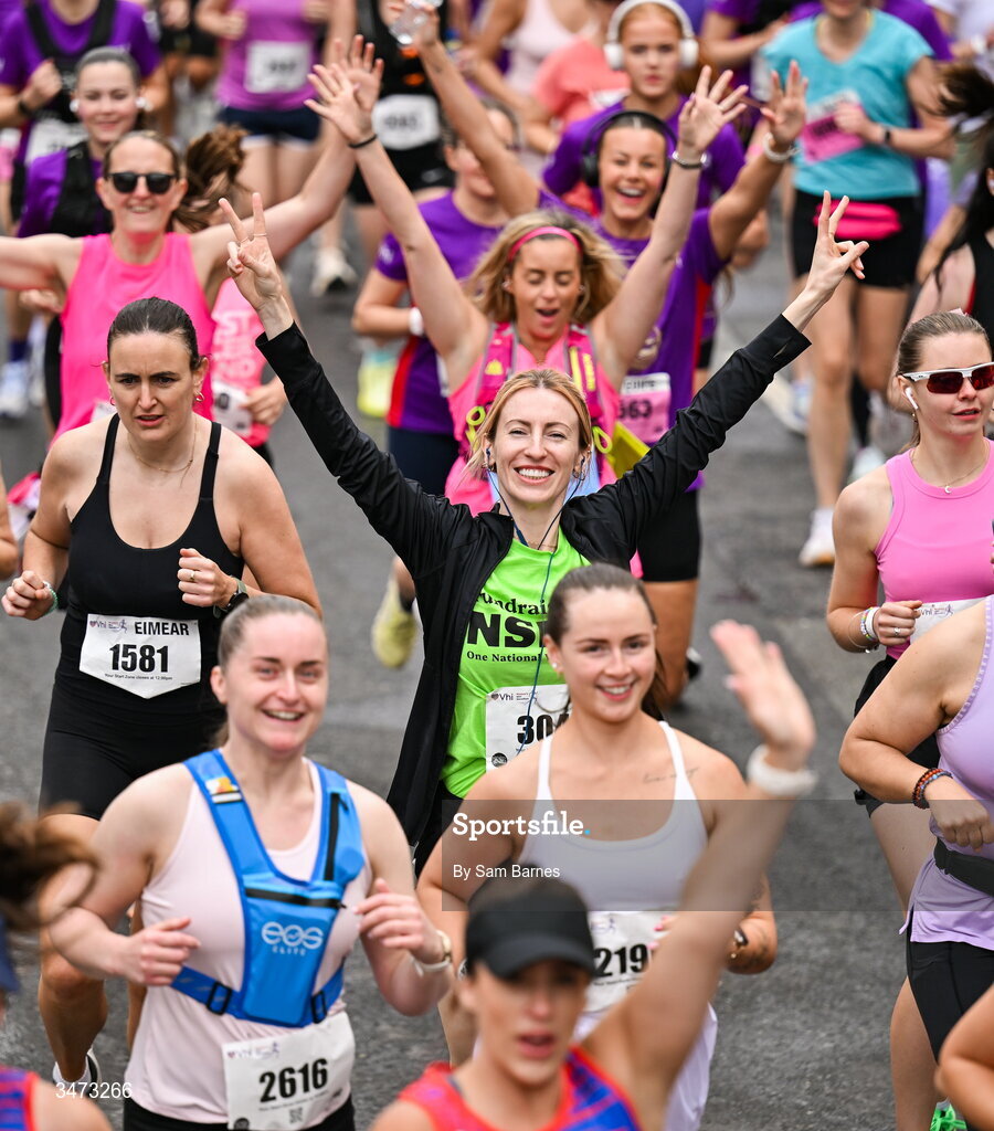31 May 2026; Participants during the 2026 Vhi Women’s Mini Marathon. Almost 30,000 women from all over the country took to the streets of Dublin to run, walk and jog the 10km route, raising much needed funds for hundreds of charities around the country. www.vhiwomensminimarathon.ie. Photo by Sam Barnes/Sportsfile