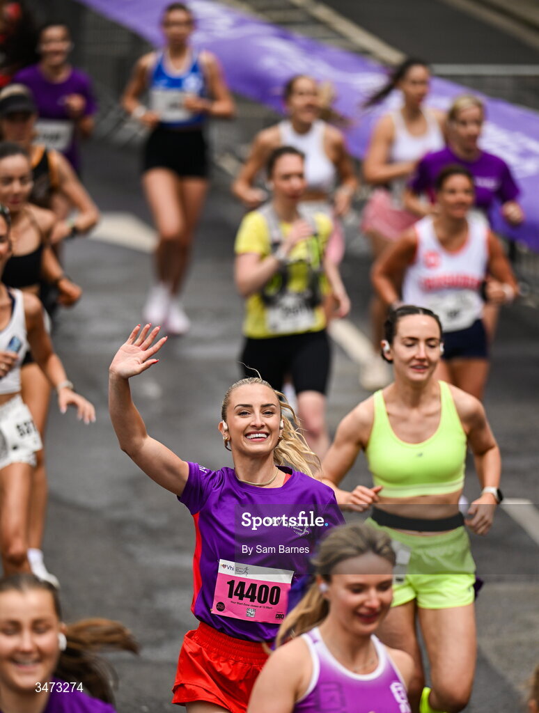 31 May 2026; VHI ambassador Nathalie Lennon during the 2026 Vhi Women’s Mini Marathon. Almost 30,000 women from all over the country took to the streets of Dublin to run, walk and jog the 10km route, raising much needed funds for hundreds of charities around the country. www.vhiwomensminimarathon.ie. Photo by Sam Barnes/Sportsfile