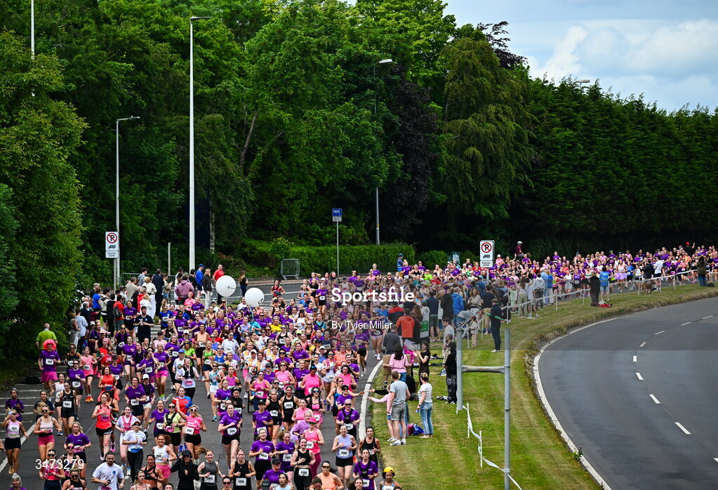 31 May 2026; Participants during the 2026 Vhi Women’s Mini Marathon. Almost 30,000 women from all over the country took to the streets of Dublin to run, walk and jog the 10km route, raising much needed funds for hundreds of charities around the country. www.vhiwomensminimarathon.ie. Photo by Tyler Miller/Sportsfile