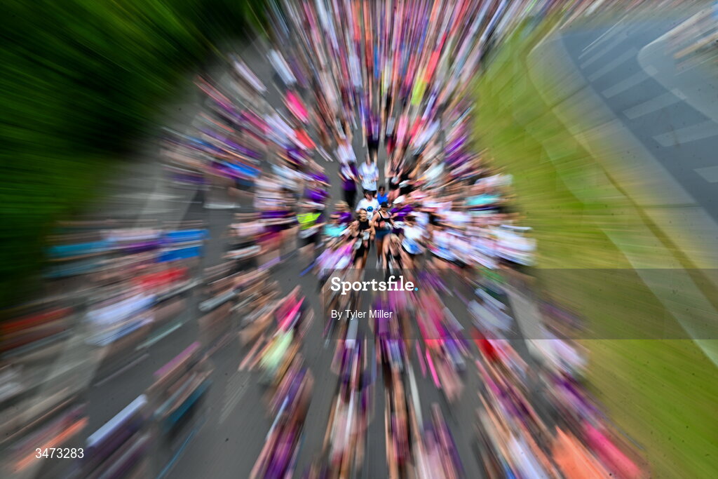 31 May 2026; Participants during the 2026 Vhi Women’s Mini Marathon. Almost 30,000 women from all over the country took to the streets of Dublin to run, walk and jog the 10km route, raising much needed funds for hundreds of charities around the country. www.vhiwomensminimarathon.ie. Photo by Tyler Miller/Sportsfile