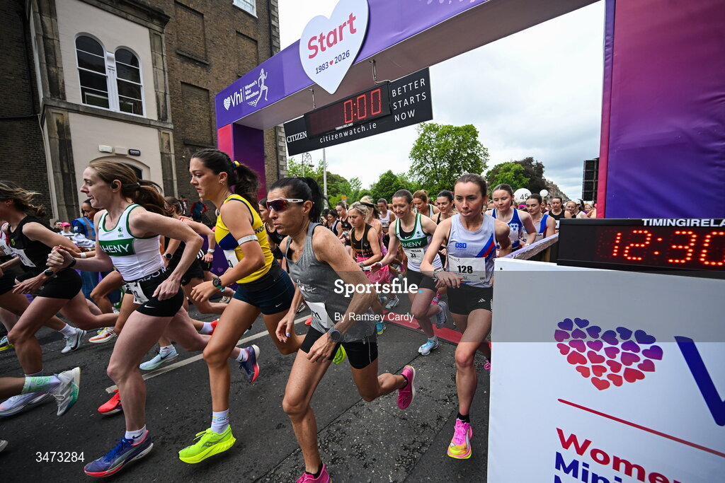 31 May 2026; Participants during the 2026 Vhi Women’s Mini Marathon. Almost 30,000 women from all over the country took to the streets of Dublin to run, walk and jog the 10km route, raising much needed funds for hundreds of charities around the country. www.vhiwomensminimarathon.ie. Photo by Ramsey Cardy/Sportsfile