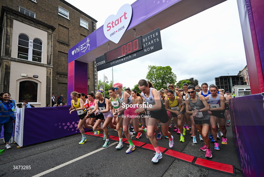 31 May 2026; Participants during the 2026 Vhi Women’s Mini Marathon. Almost 30,000 women from all over the country took to the streets of Dublin to run, walk and jog the 10km route, raising much needed funds for hundreds of charities around the country. www.vhiwomensminimarathon.ie. Photo by Ramsey Cardy/Sportsfile