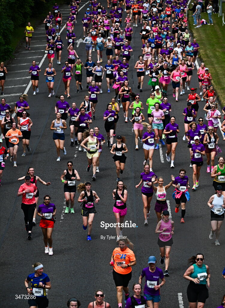 31 May 2026; Participants during the 2026 Vhi Women’s Mini Marathon. Almost 30,000 women from all over the country took to the streets of Dublin to run, walk and jog the 10km route, raising much needed funds for hundreds of charities around the country. www.vhiwomensminimarathon.ie. Photo by Tyler Miller/Sportsfile