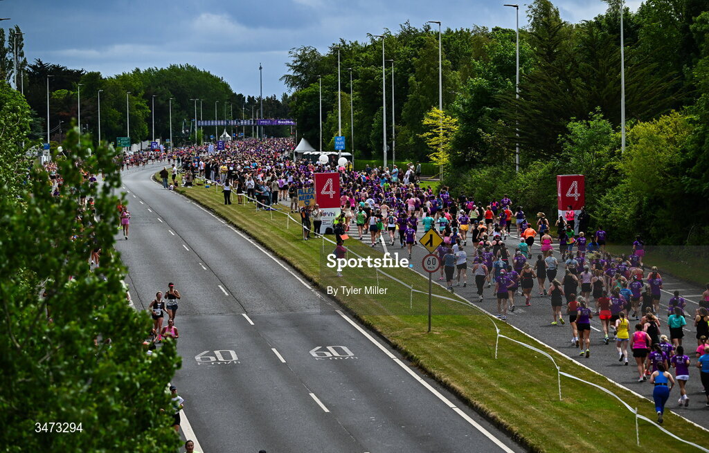 31 May 2026; Participants during the 2026 Vhi Women’s Mini Marathon. Almost 30,000 women from all over the country took to the streets of Dublin to run, walk and jog the 10km route, raising much needed funds for hundreds of charities around the country. www.vhiwomensminimarathon.ie. Photo by Tyler Miller/Sportsfile