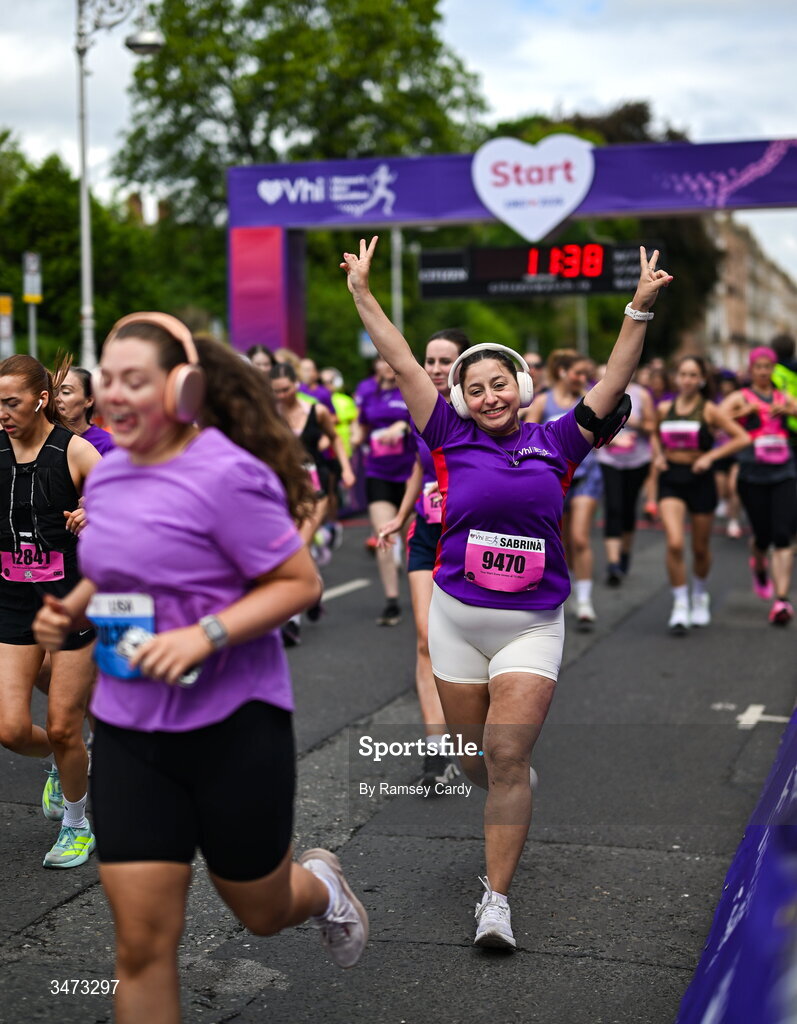 31 May 2026; Participants during the 2026 Vhi Women’s Mini Marathon. Almost 30,000 women from all over the country took to the streets of Dublin to run, walk and jog the 10km route, raising much needed funds for hundreds of charities around the country. www.vhiwomensminimarathon.ie. Photo by Ramsey Cardy/Sportsfile