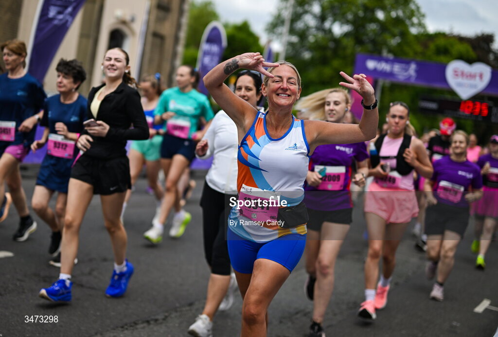 31 May 2026; Participants during the 2026 Vhi Women’s Mini Marathon. Almost 30,000 women from all over the country took to the streets of Dublin to run, walk and jog the 10km route, raising much needed funds for hundreds of charities around the country. www.vhiwomensminimarathon.ie. Photo by Ramsey Cardy/Sportsfile
