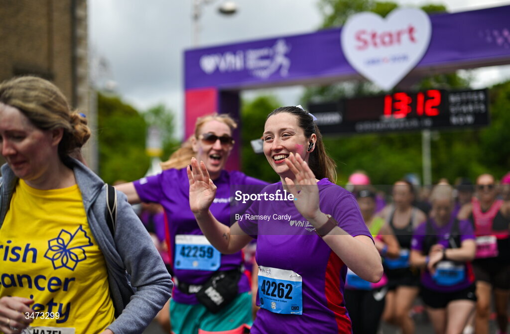 31 May 2026; Participants during the 2026 Vhi Women’s Mini Marathon. Almost 30,000 women from all over the country took to the streets of Dublin to run, walk and jog the 10km route, raising much needed funds for hundreds of charities around the country. www.vhiwomensminimarathon.ie. Photo by Ramsey Cardy/Sportsfile