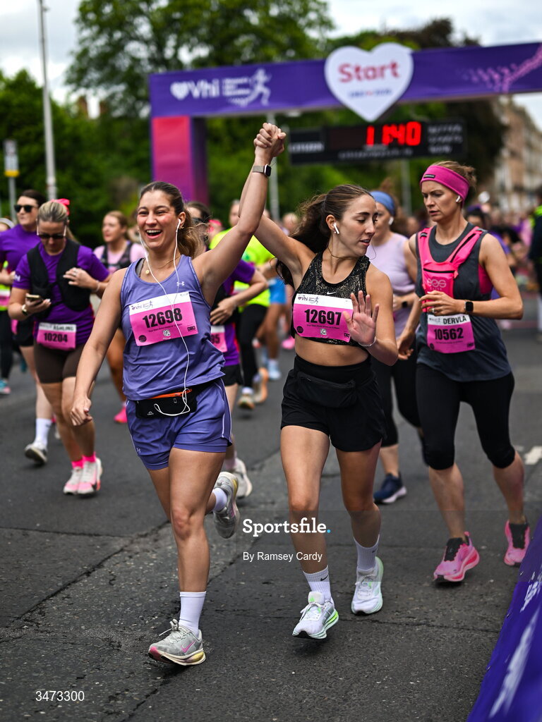 31 May 2026; Participants during the 2026 Vhi Women’s Mini Marathon. Almost 30,000 women from all over the country took to the streets of Dublin to run, walk and jog the 10km route, raising much needed funds for hundreds of charities around the country. www.vhiwomensminimarathon.ie. Photo by Ramsey Cardy/Sportsfile