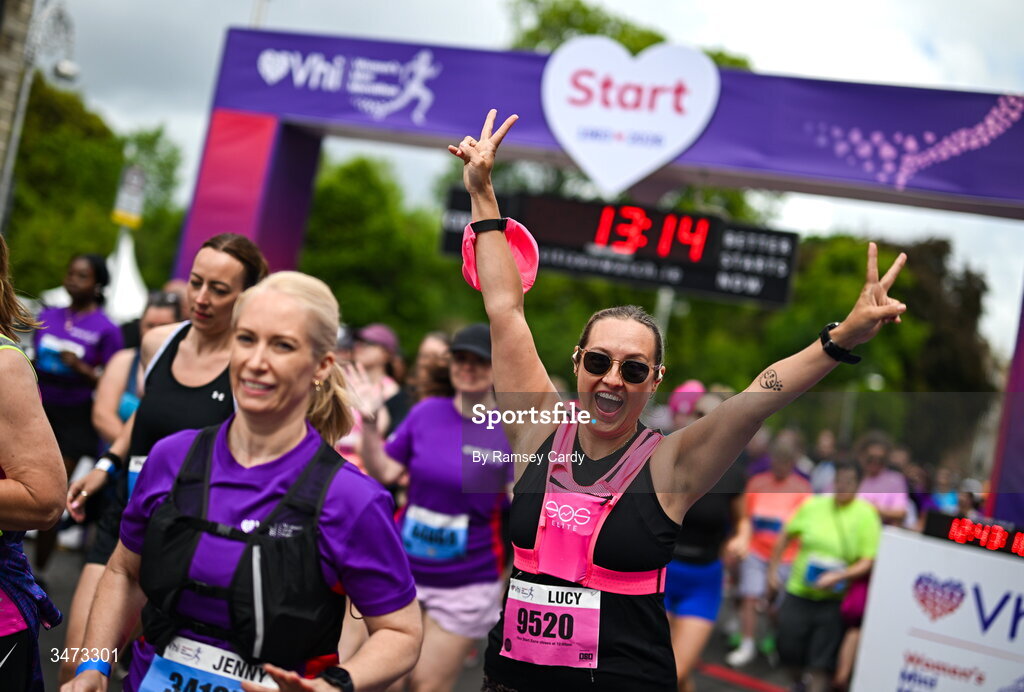 31 May 2026; Participants during the 2026 Vhi Women’s Mini Marathon. Almost 30,000 women from all over the country took to the streets of Dublin to run, walk and jog the 10km route, raising much needed funds for hundreds of charities around the country. www.vhiwomensminimarathon.ie. Photo by Ramsey Cardy/Sportsfile