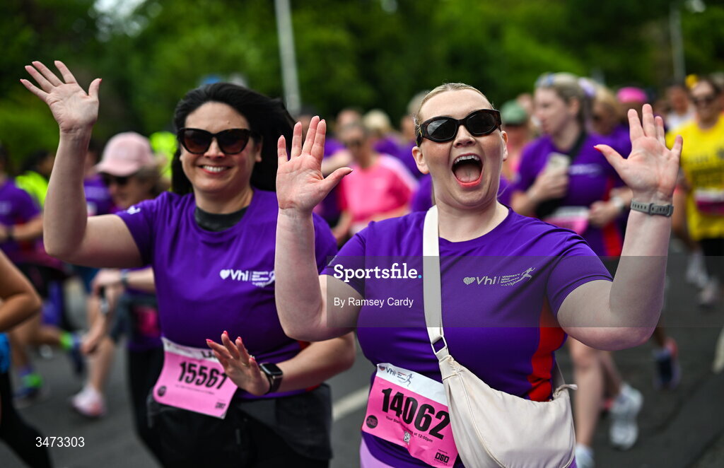 31 May 2026; Participants during the 2026 Vhi Women’s Mini Marathon. Almost 30,000 women from all over the country took to the streets of Dublin to run, walk and jog the 10km route, raising much needed funds for hundreds of charities around the country. www.vhiwomensminimarathon.ie. Photo by Ramsey Cardy/Sportsfile