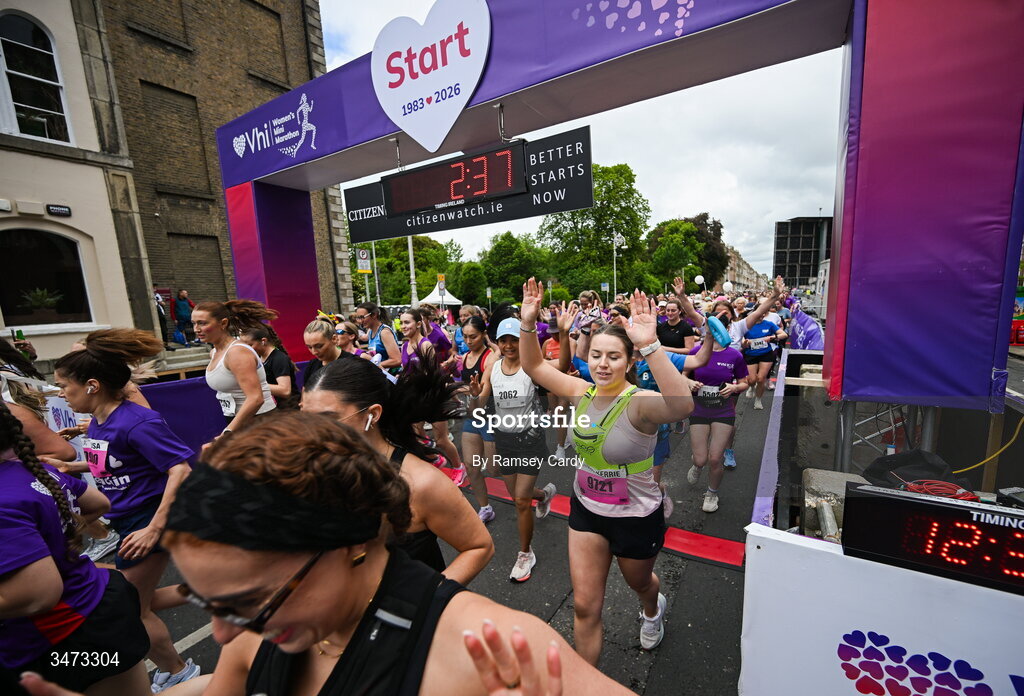 31 May 2026; Participants during the 2026 Vhi Women’s Mini Marathon. Almost 30,000 women from all over the country took to the streets of Dublin to run, walk and jog the 10km route, raising much needed funds for hundreds of charities around the country. www.vhiwomensminimarathon.ie. Photo by Ramsey Cardy/Sportsfile