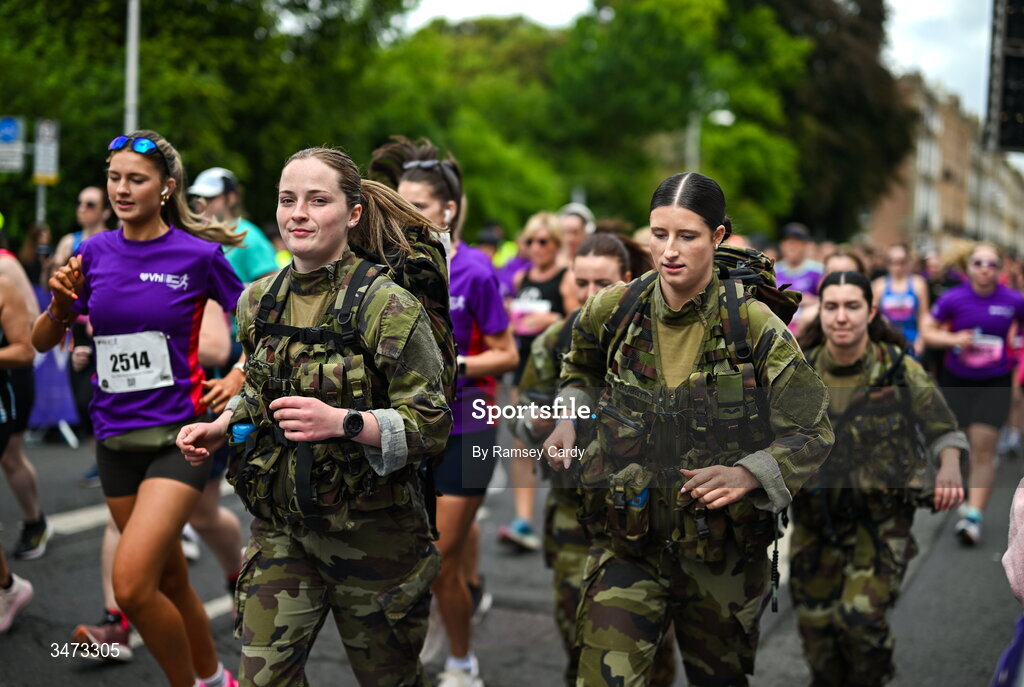 31 May 2026; Participants during the 2026 Vhi Women’s Mini Marathon. Almost 30,000 women from all over the country took to the streets of Dublin to run, walk and jog the 10km route, raising much needed funds for hundreds of charities around the country. www.vhiwomensminimarathon.ie. Photo by Ramsey Cardy/Sportsfile