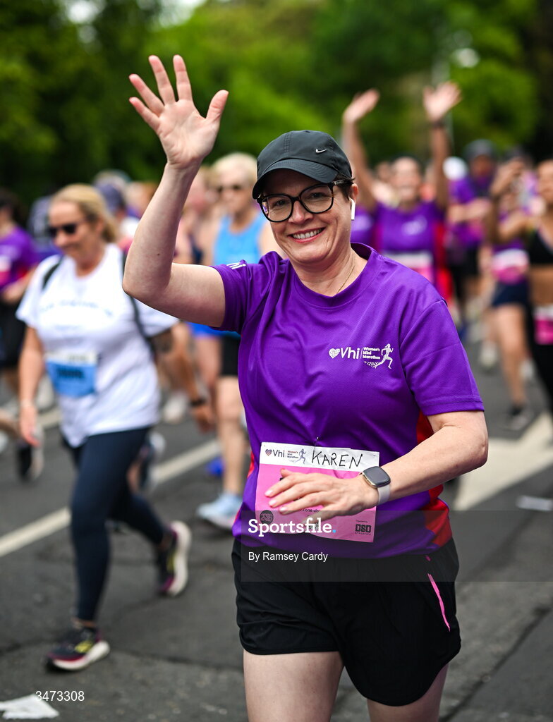31 May 2026; Participants during the 2026 Vhi Women’s Mini Marathon. Almost 30,000 women from all over the country took to the streets of Dublin to run, walk and jog the 10km route, raising much needed funds for hundreds of charities around the country. www.vhiwomensminimarathon.ie. Photo by Ramsey Cardy/Sportsfile