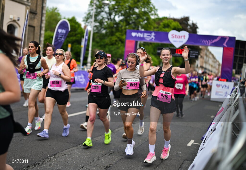 31 May 2026; Participants during the 2026 Vhi Women’s Mini Marathon. Almost 30,000 women from all over the country took to the streets of Dublin to run, walk and jog the 10km route, raising much needed funds for hundreds of charities around the country. www.vhiwomensminimarathon.ie. Photo by Ramsey Cardy/Sportsfile