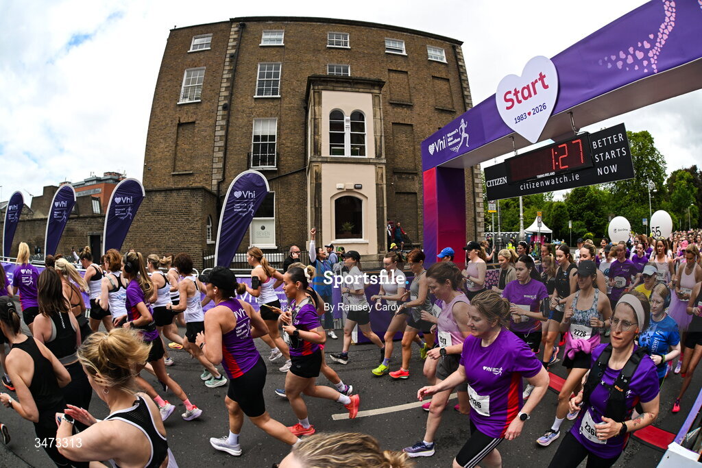 31 May 2026; Participants during the 2026 Vhi Women’s Mini Marathon. Almost 30,000 women from all over the country took to the streets of Dublin to run, walk and jog the 10km route, raising much needed funds for hundreds of charities around the country. www.vhiwomensminimarathon.ie. Photo by Ramsey Cardy/Sportsfile