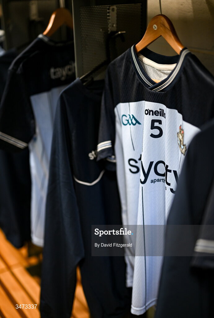 31 May 2026; The jersey of Seán MacMahon of Dublin hangs in the dressing room before the GAA Football All-Ireland Senior Championship Round 1 match between Dublin and Louth at Croke Park in Dublin. Photo by David Fitzgerald/Sportsfile