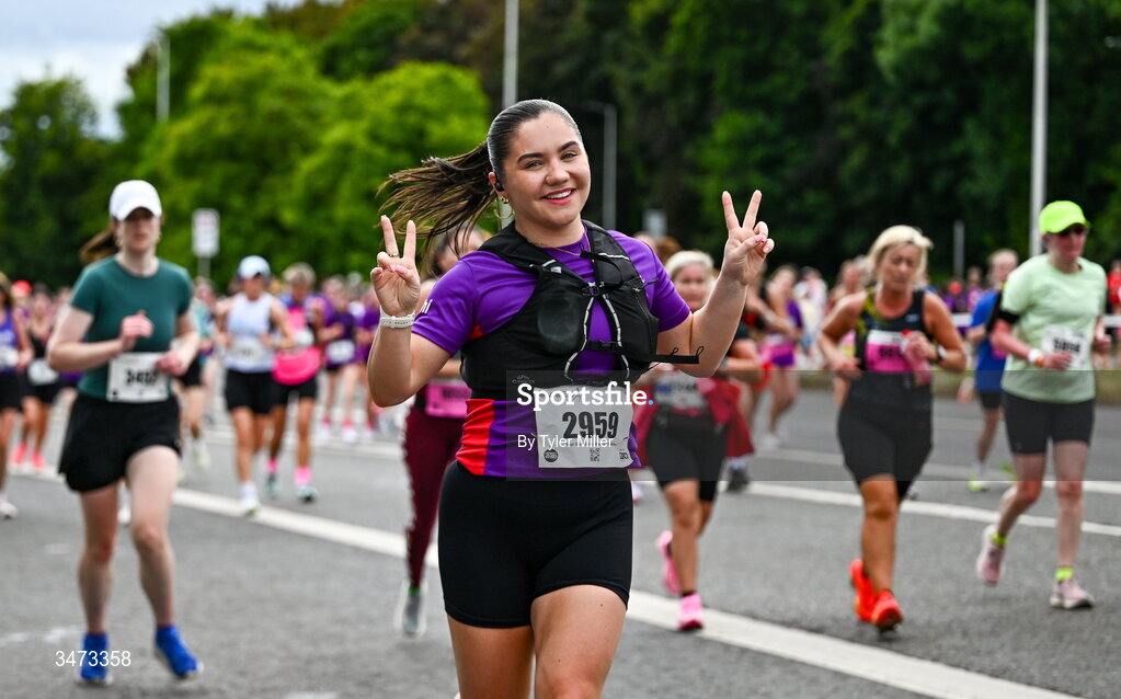 31 May 2026; Participants during the 2026 Vhi Women’s Mini Marathon. Almost 30,000 women from all over the country took to the streets of Dublin to run, walk and jog the 10km route, raising much needed funds for hundreds of charities around the country. www.vhiwomensminimarathon.ie. Photo by Tyler Miller/Sportsfile
