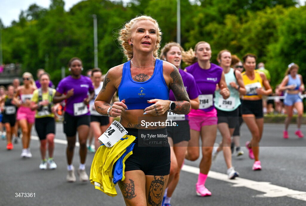 31 May 2026; Participants during the 2026 Vhi Women’s Mini Marathon. Almost 30,000 women from all over the country took to the streets of Dublin to run, walk and jog the 10km route, raising much needed funds for hundreds of charities around the country. www.vhiwomensminimarathon.ie. Photo by Tyler Miller/Sportsfile