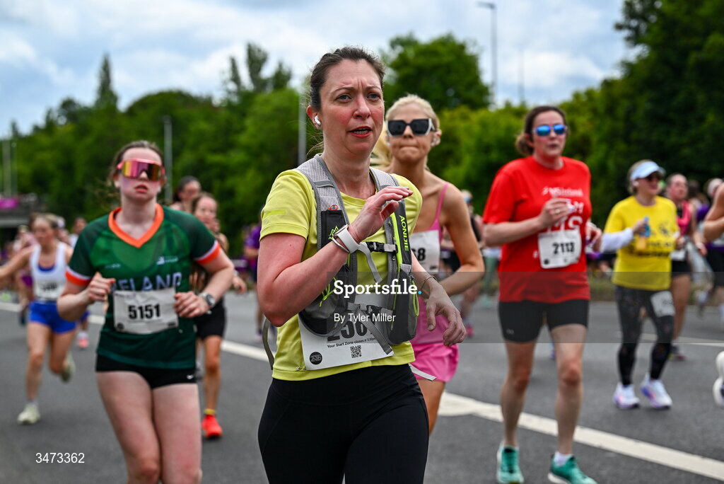 31 May 2026; Participants during the 2026 Vhi Women’s Mini Marathon. Almost 30,000 women from all over the country took to the streets of Dublin to run, walk and jog the 10km route, raising much needed funds for hundreds of charities around the country. www.vhiwomensminimarathon.ie. Photo by Tyler Miller/Sportsfile
